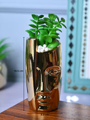 Golden Serenity - Face Design Artificial Plant with Pot - MARKET99