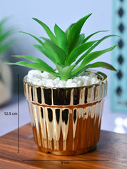 Sleek & Sophisticated - Stripe Design Faux Plant with Ceramic Pot - MARKET99