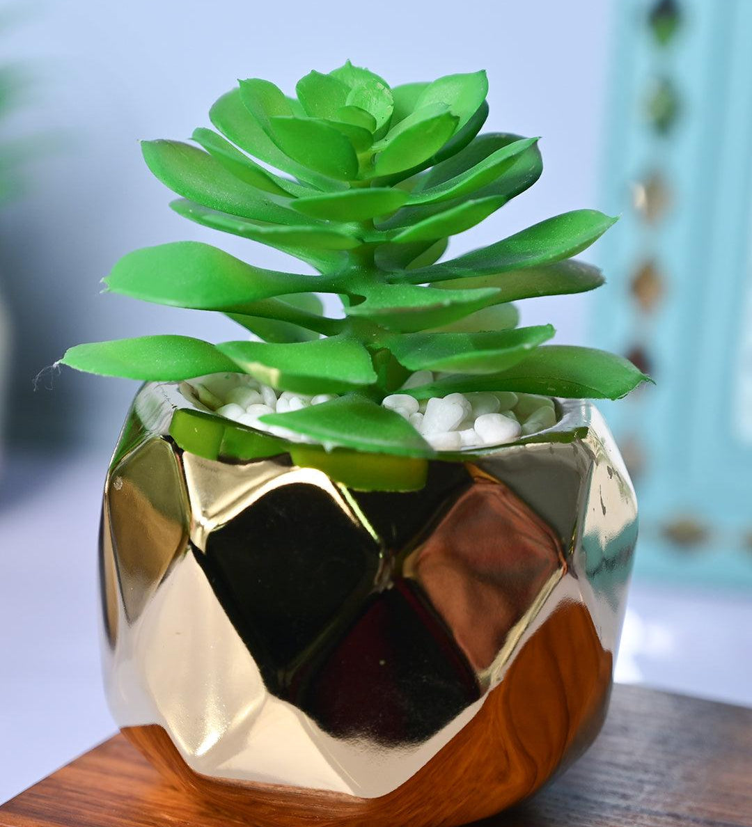 Golden Lattice - Artificial Plant in Ceramic Pot - MARKET99