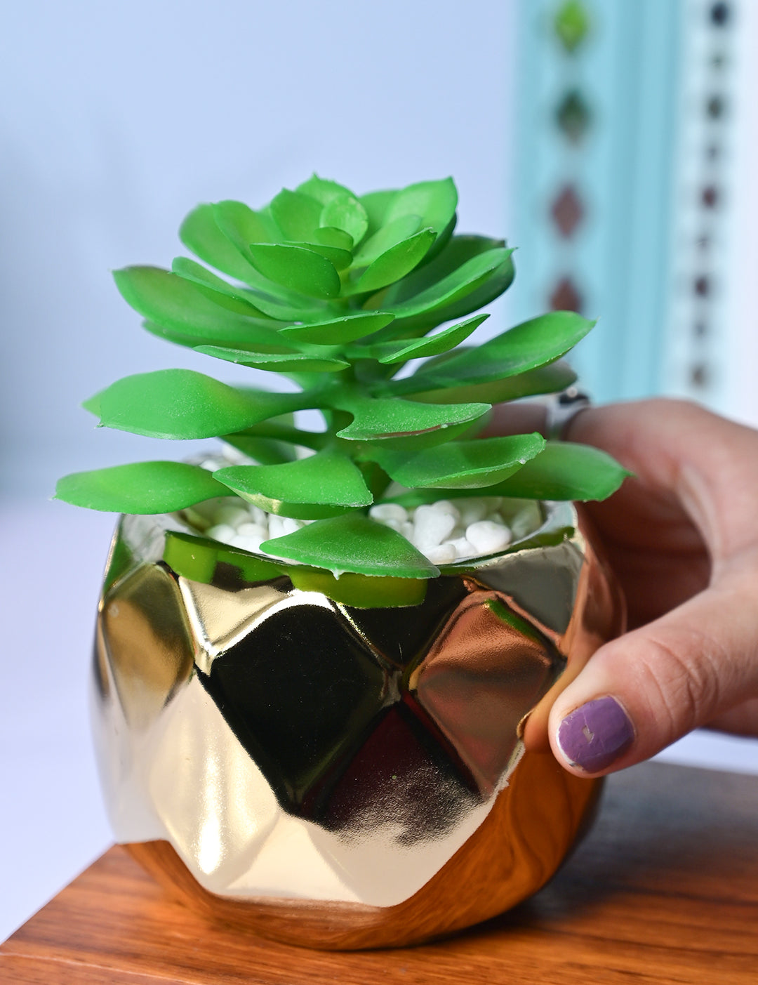 Golden Lattice - Artificial Plant in Ceramic Pot - MARKET99