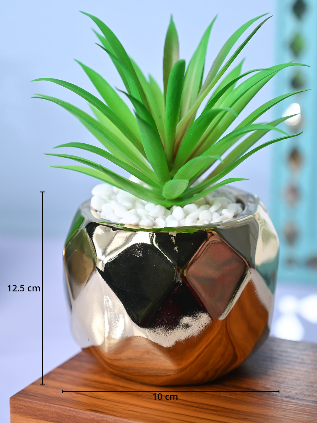 Stylish Weave - Lattice Design Ceramic Pot with Artificial Plant - MARKET99