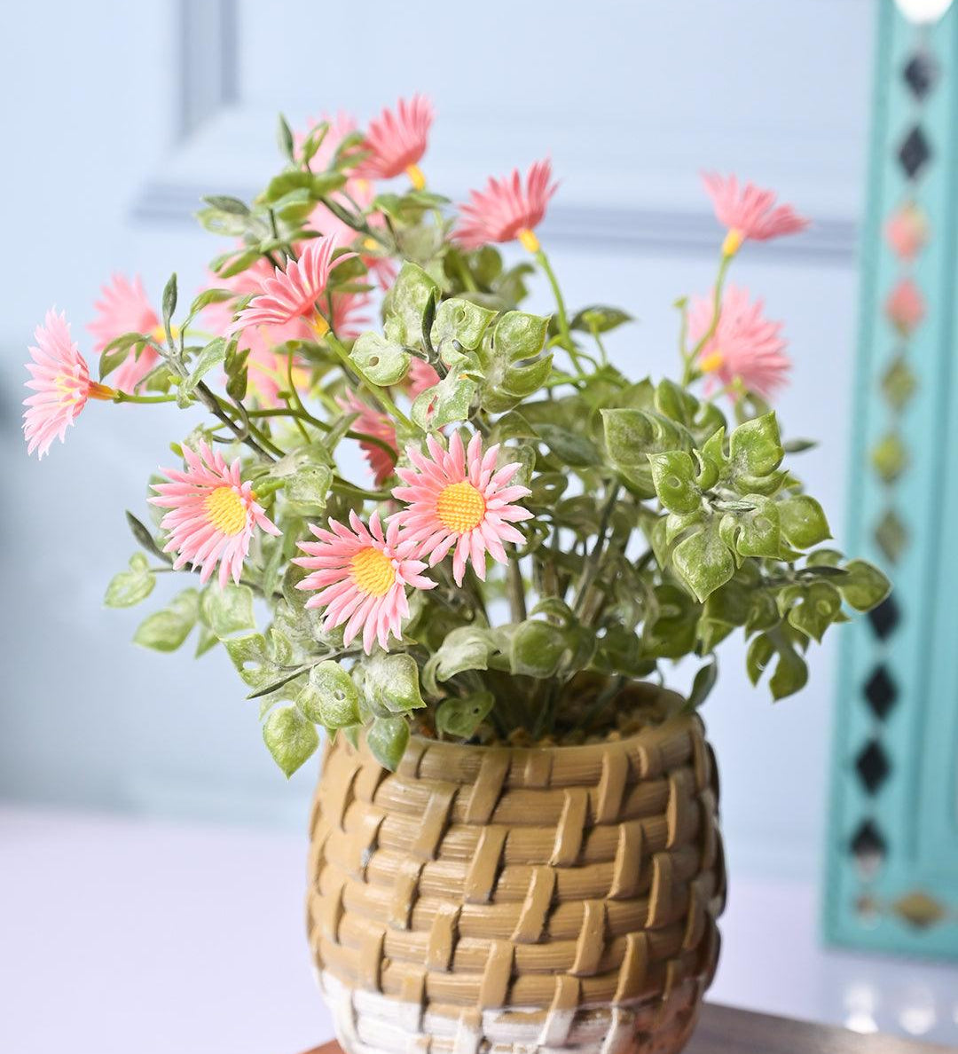 Matte Pink Serenity - Knitted Design Artificial Plant with Plastic Pot - MARKET99