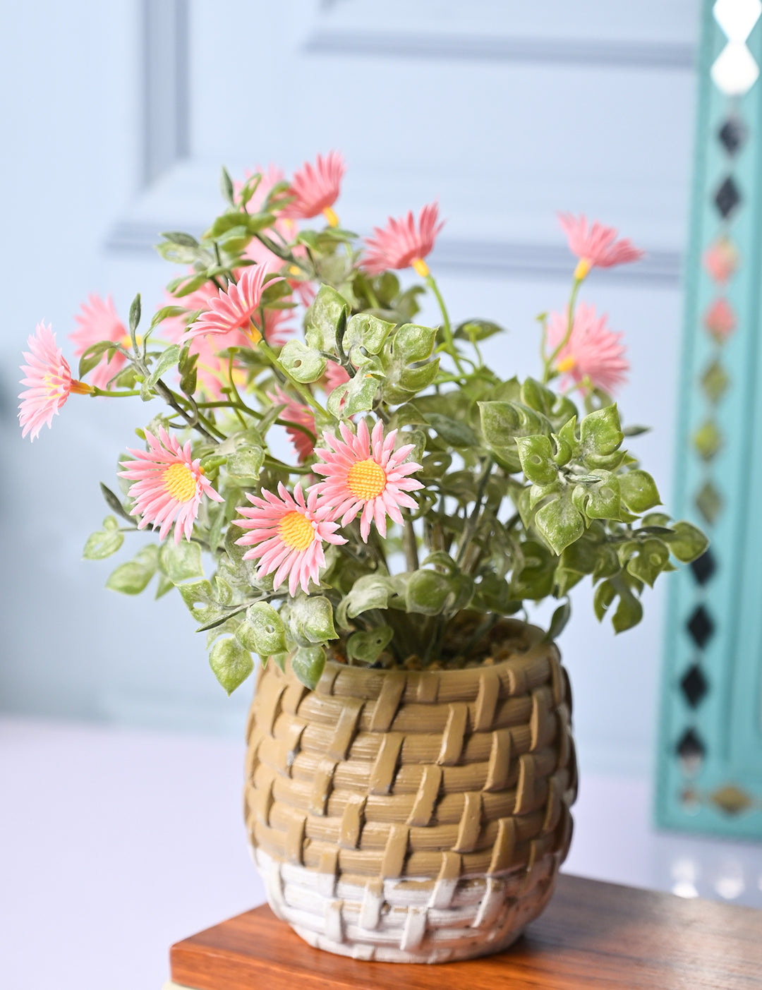 Matte Pink Serenity - Knitted Design Artificial Plant with Plastic Pot - MARKET99