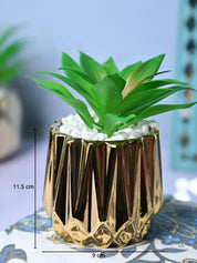 Golden Elegance - Zigzag Design Artificial Plant with Ceramic Pot - MARKET99