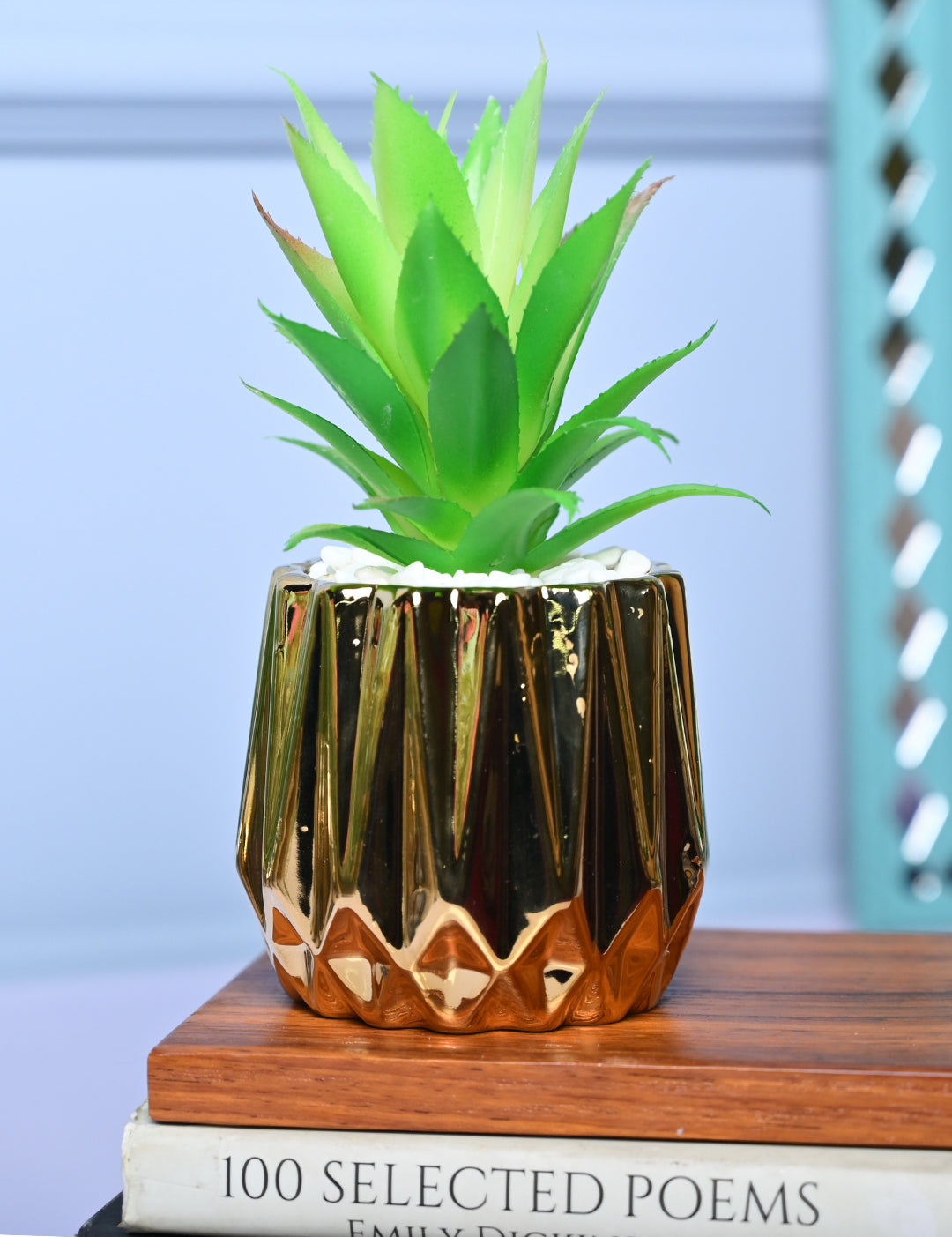 Chic & Glossy - Zigzag Design Faux Plant with Ceramic Pot - MARKET99