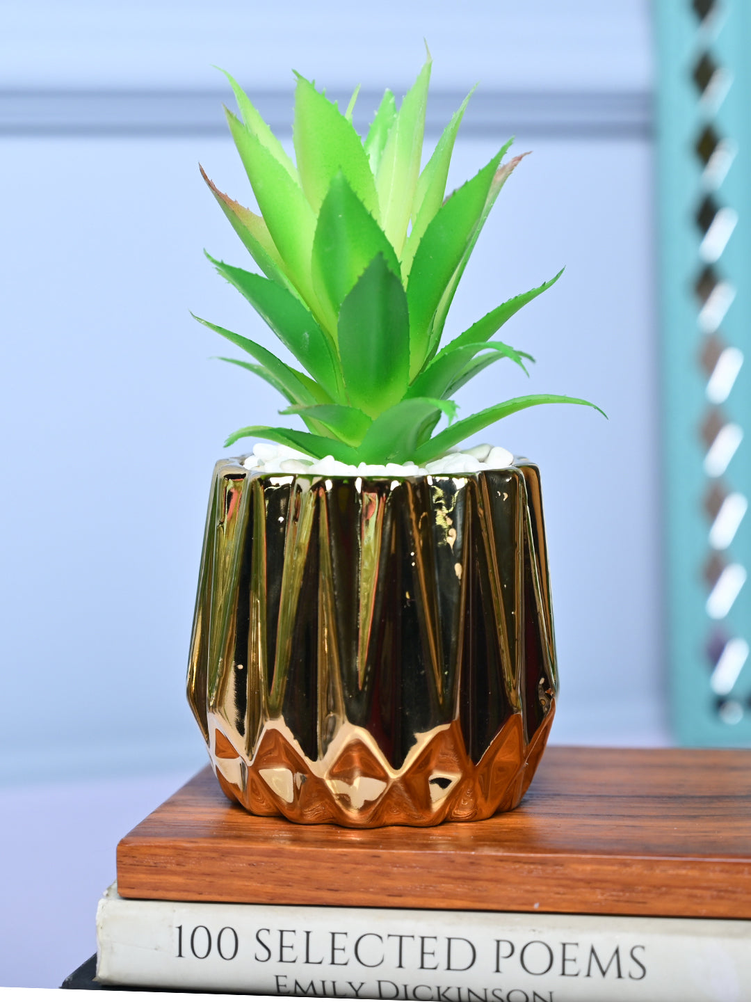 Chic & Glossy - Zigzag Design Faux Plant with Ceramic Pot - MARKET99