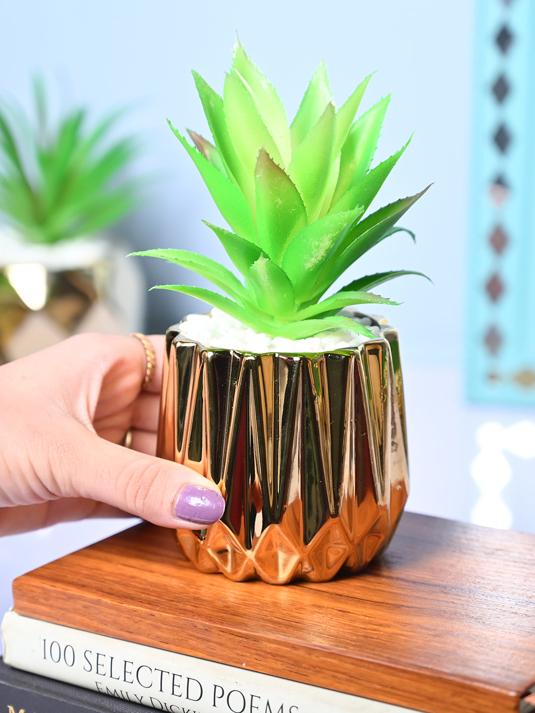 Chic & Glossy - Zigzag Design Faux Plant with Ceramic Pot - MARKET99