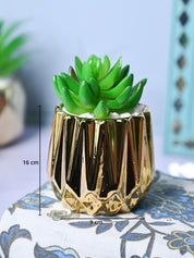 Zigzag Beauty - Glossy Ceramic Pot with Artificial Plant - MARKET99