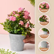Artificial Plant With Pot – Green & Pink