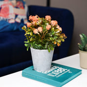 Orange & Green Artificial Flower with Pot - Cylindrical Shape