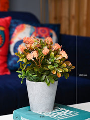 Orange & Green Artificial Flower with Pot - Cylindrical Shape - MARKET99