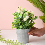 Artificial Flower With Pot – White