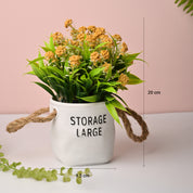 Artificial Flower With Pot – Green & White
