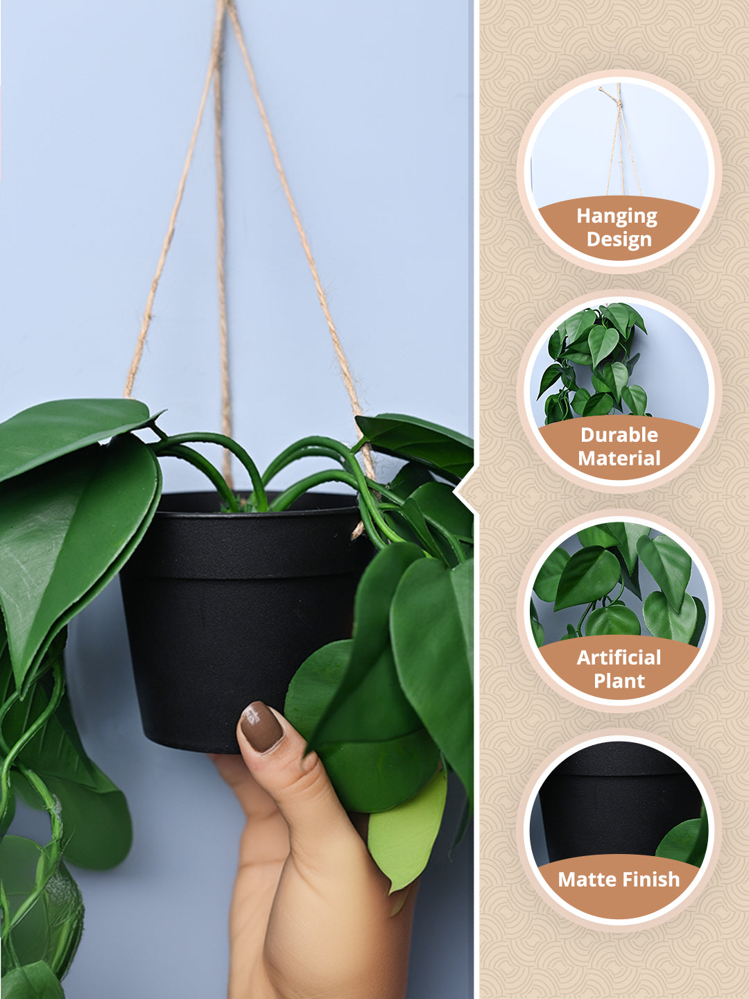 Green Hanging Planter - Cylindrical Shape - MARKET99