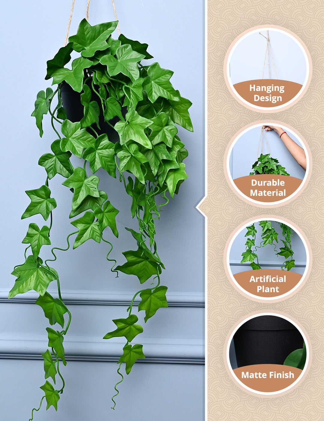 Green Hanging Planter - Cylindrical Shape - MARKET99