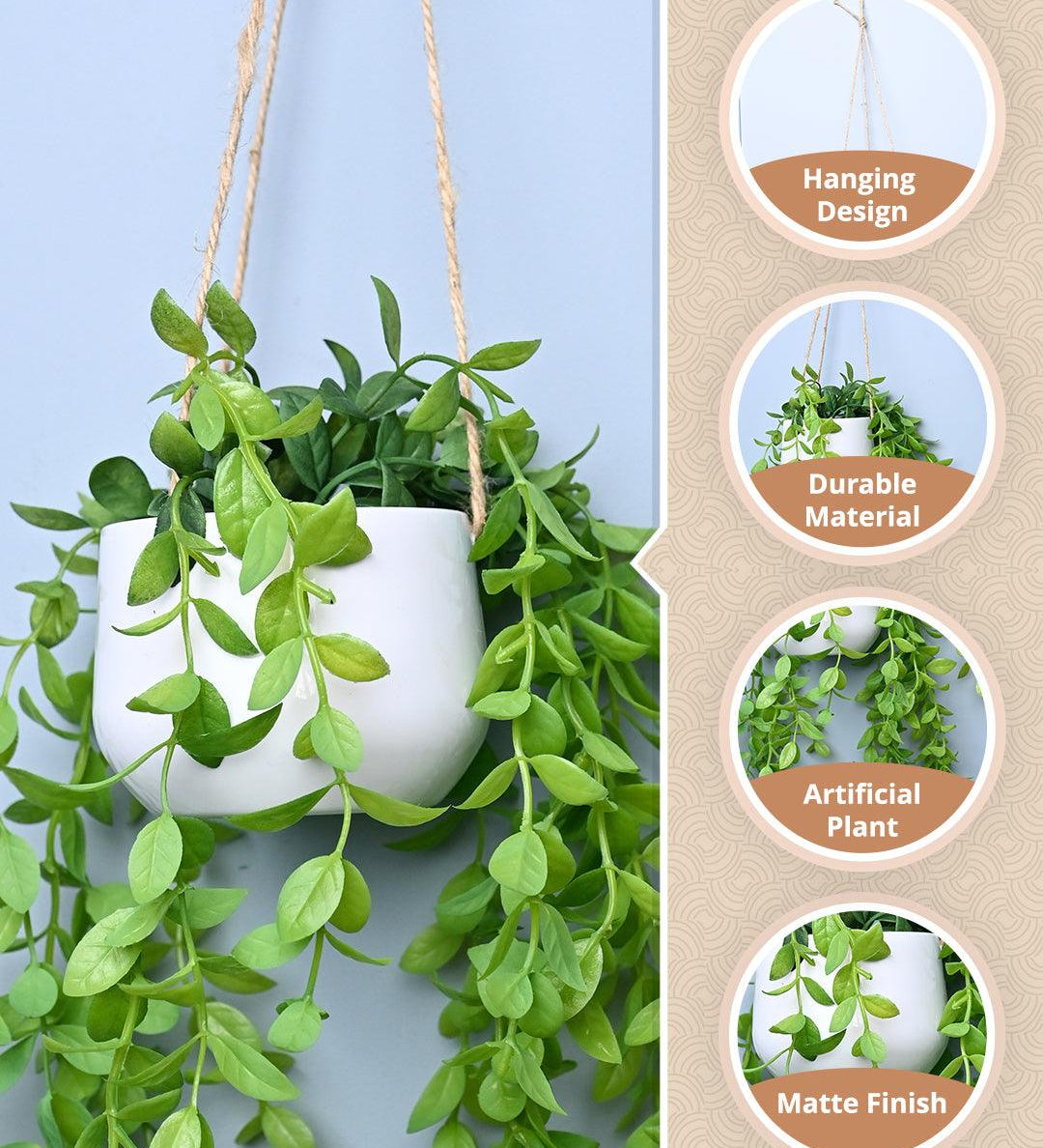 Green Hanging Planter - Cylindrical Shape - MARKET99