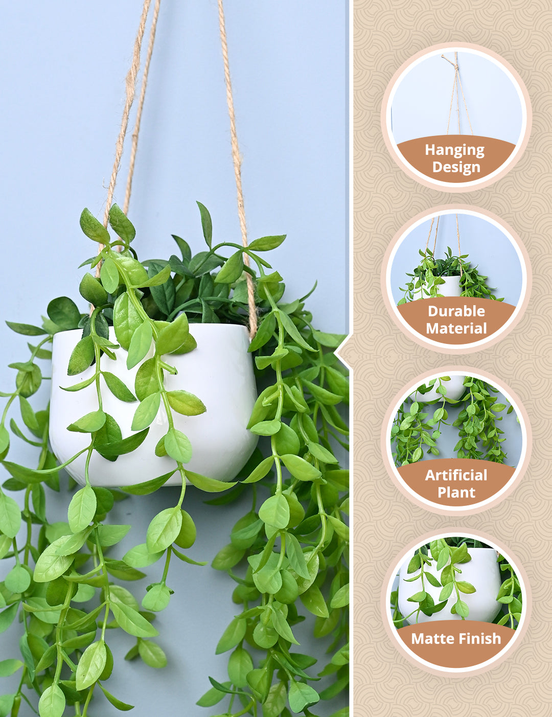 Green Hanging Planter - Cylindrical Shape - MARKET99