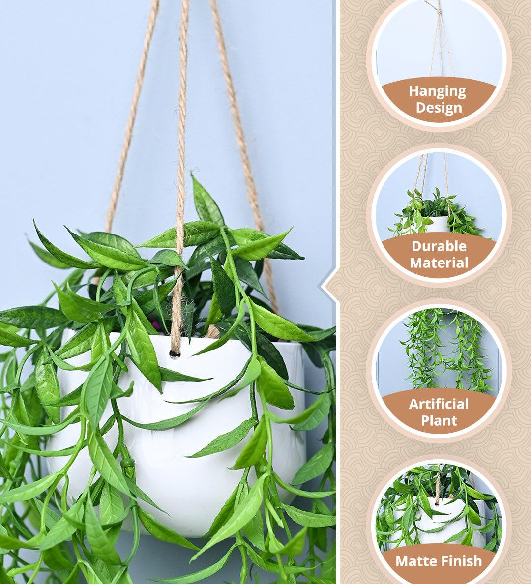 Green Hanging Planter - Cylindrical Shape - MARKET99