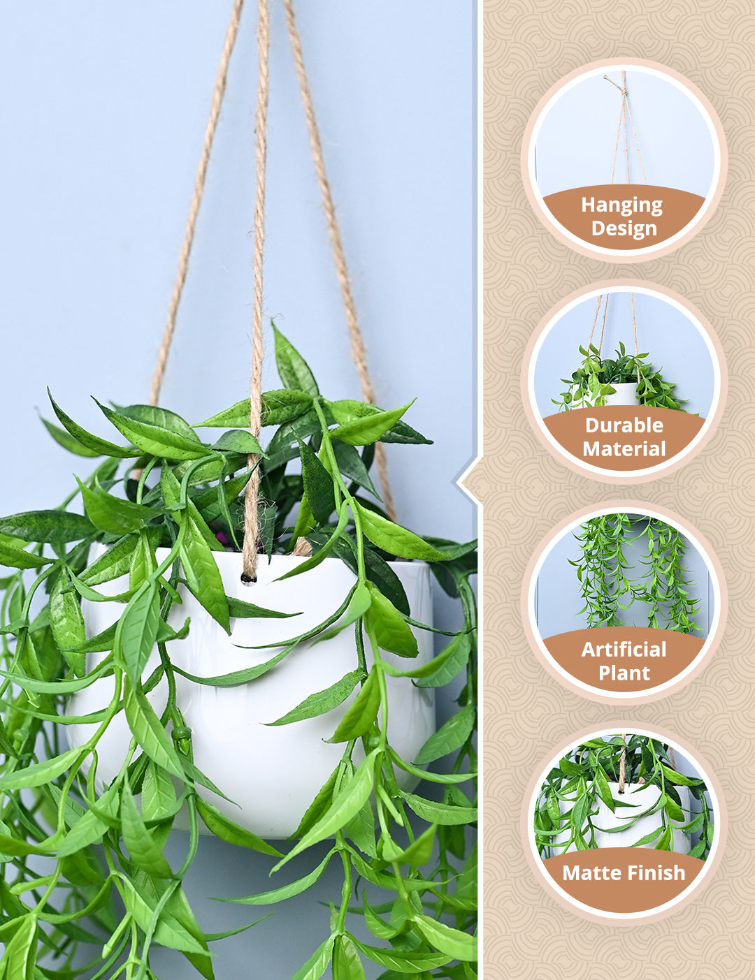 Green Hanging Planter - Cylindrical Shape - MARKET99