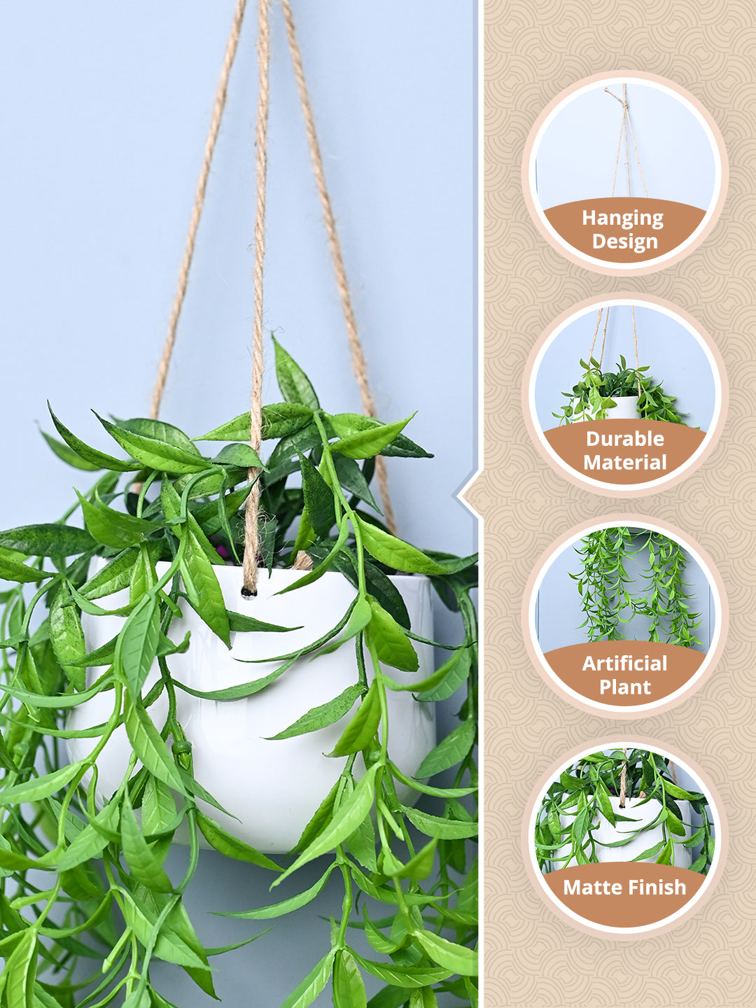 Green Hanging Planter - Cylindrical Shape - MARKET99