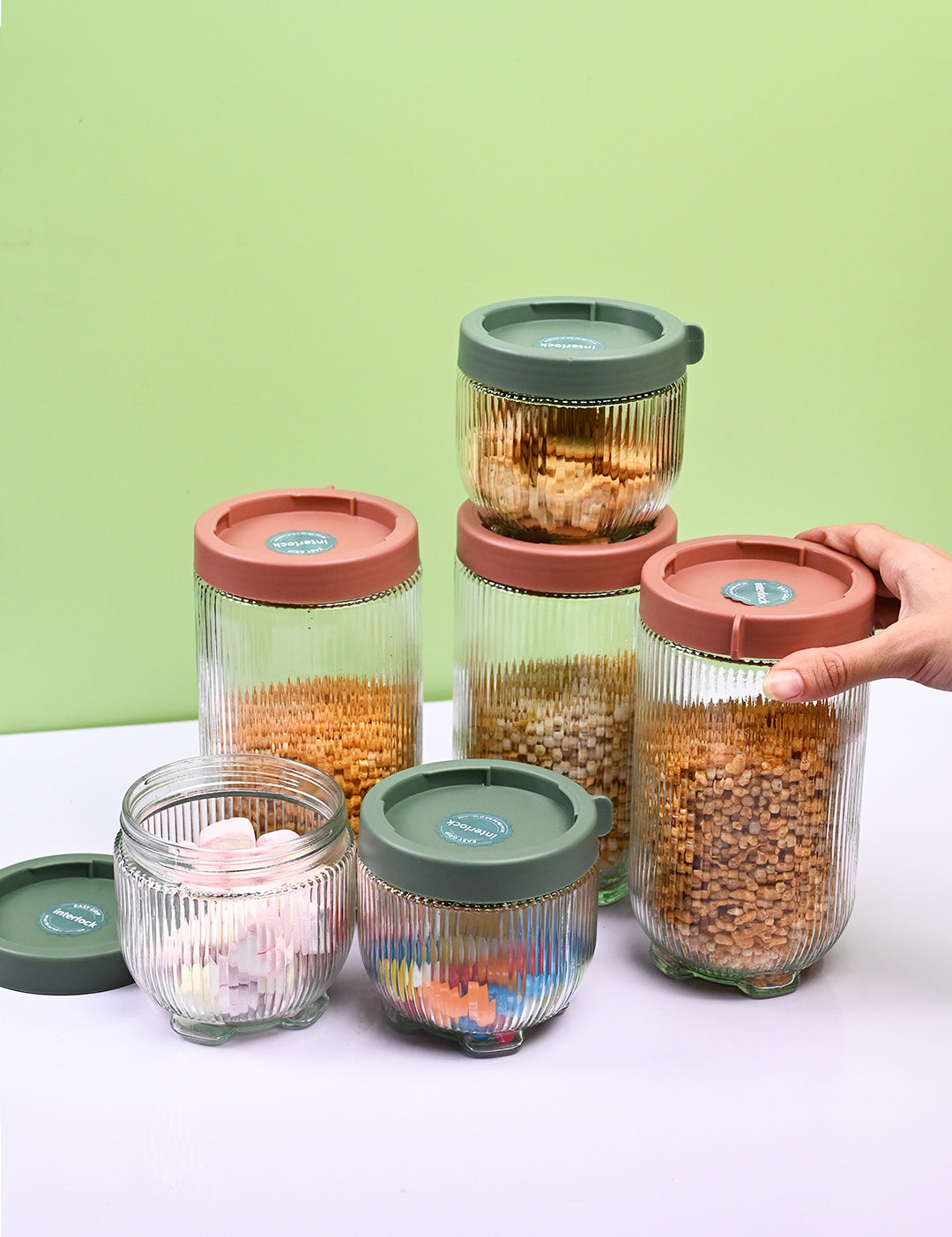 Transparent Glass Storage Jar Set of 6 - Organized Elegance - MARKET99