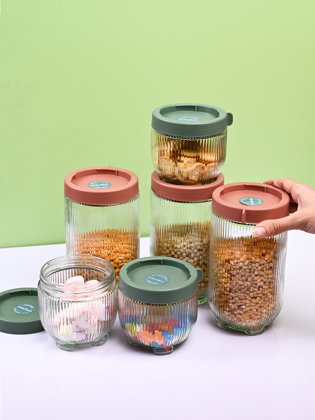 Transparent Glass Storage Jar Set of 6 - Organized Elegance - MARKET99