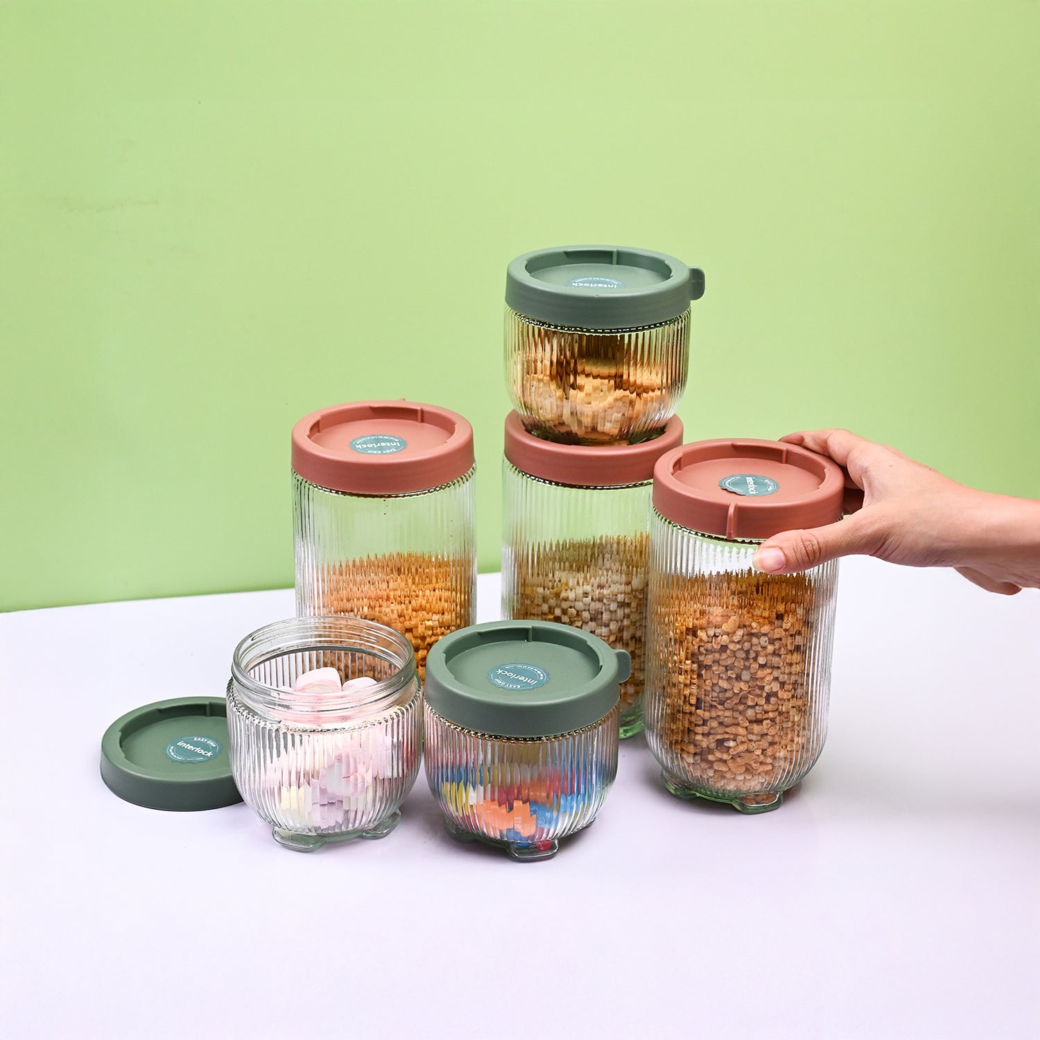 Transparent Glass Storage Jar Set of 6 - Organized Elegance
