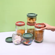 Transparent Glass Storage Jar Set of 6 - Organized Elegance