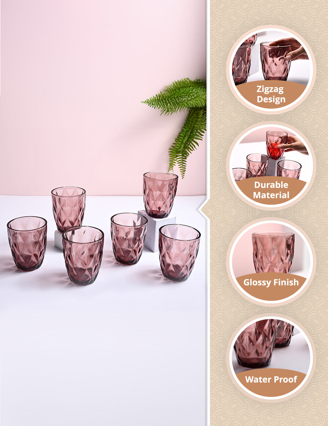 Wine-Colored Glass Tumbler Set of 6 - MARKET99