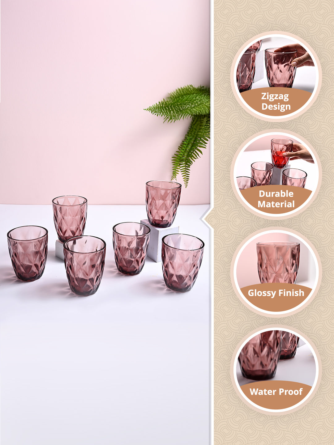 Wine-Colored Glass Tumbler Set of 6 - MARKET99