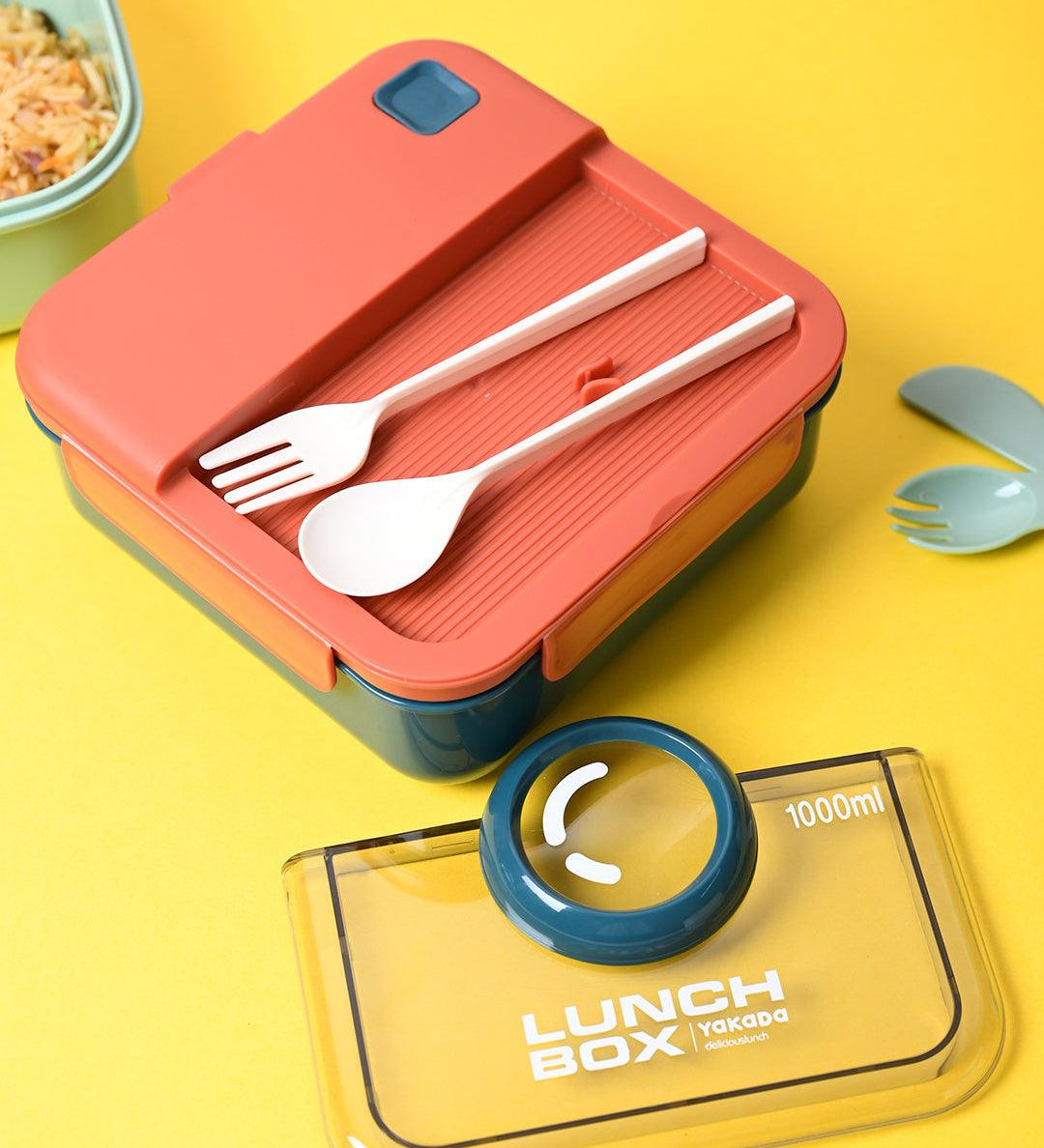 Vibrant Red Lunch Set: 1 Spoon, 1 Fork & 1 Box - MARKET99
