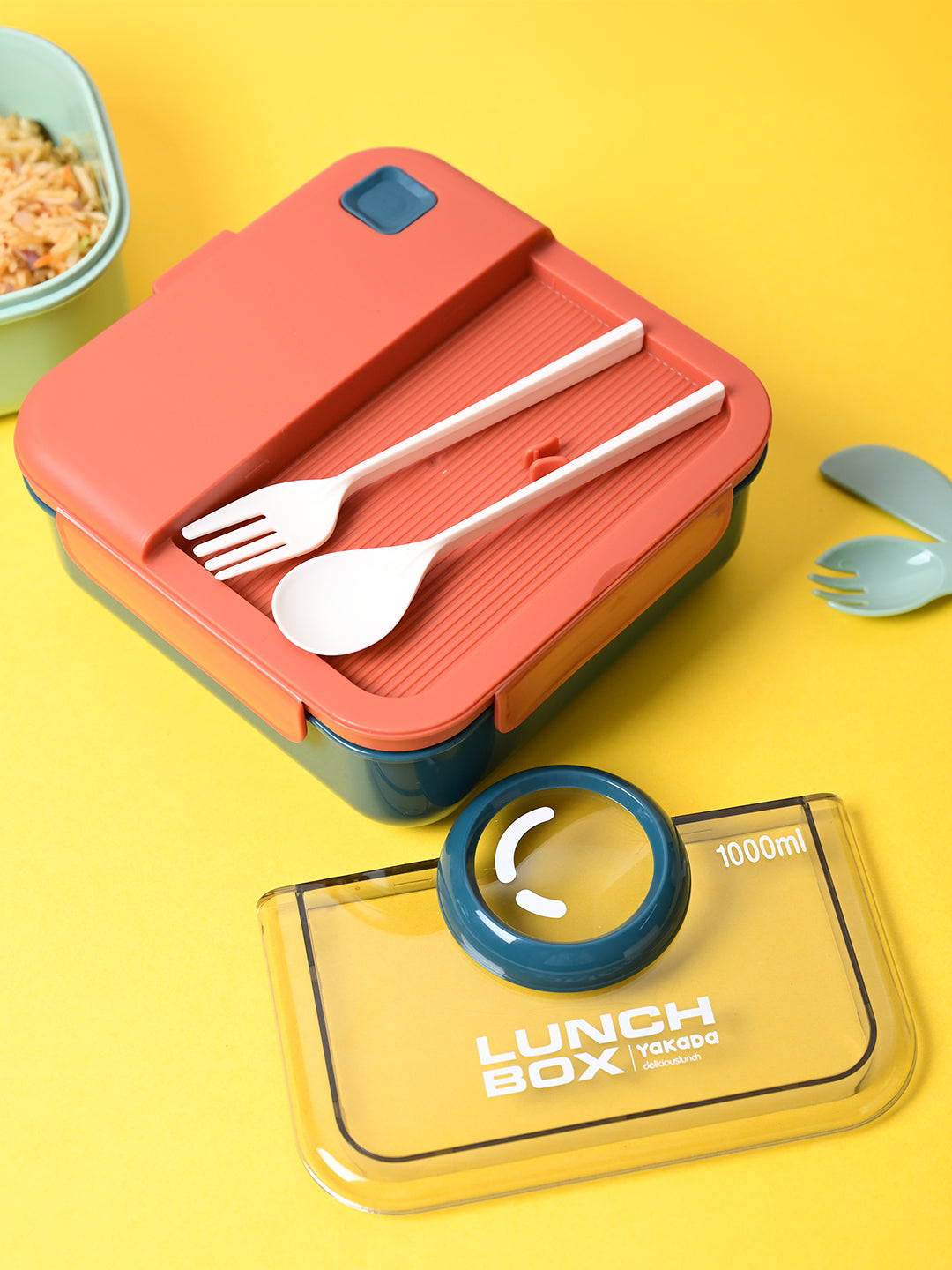 Vibrant Red Lunch Set: 1 Spoon, 1 Fork & 1 Box - MARKET99