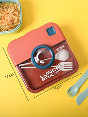 Vibrant Red Lunch Set: 1 Spoon, 1 Fork & 1 Box - MARKET99