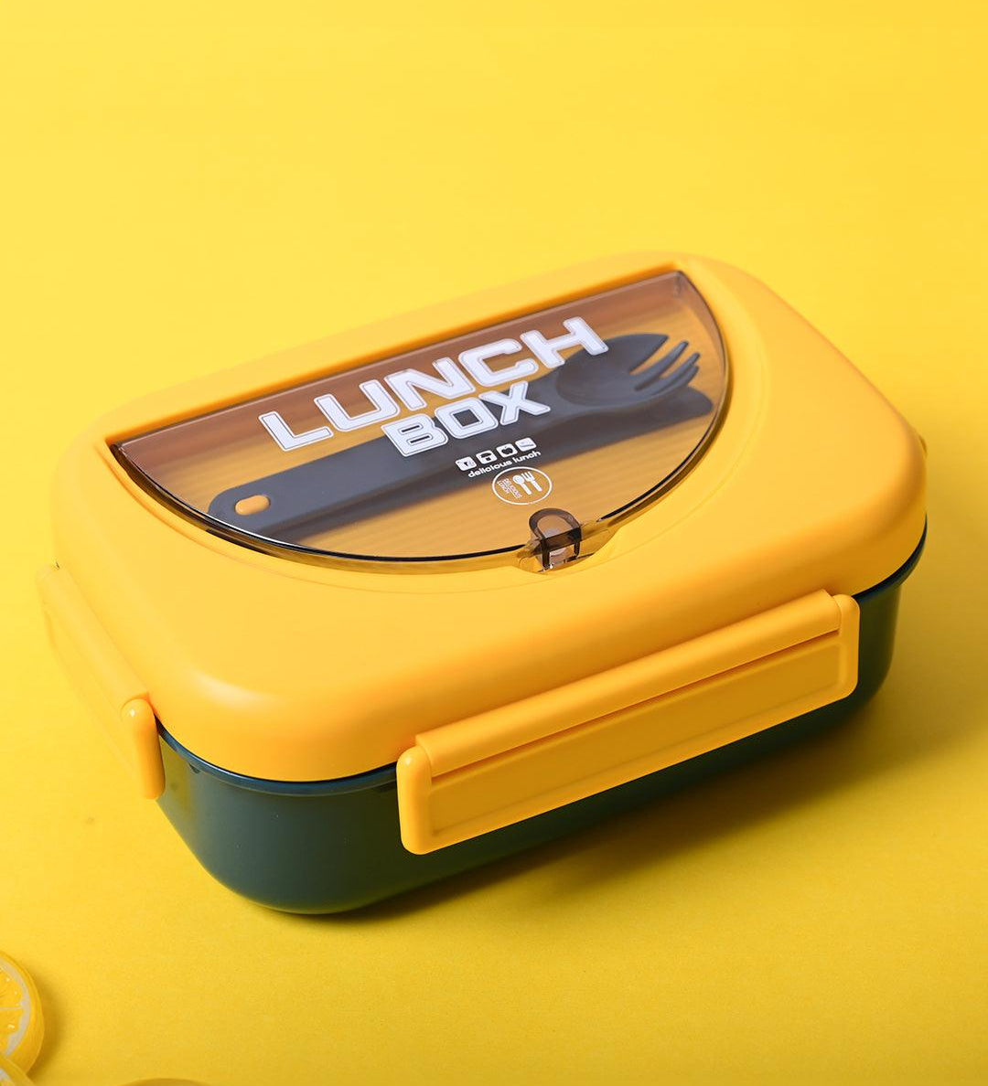 Sunny Yellow Lunch Set: 1 Spoon, 1 Fork & 1 Box - MARKET99