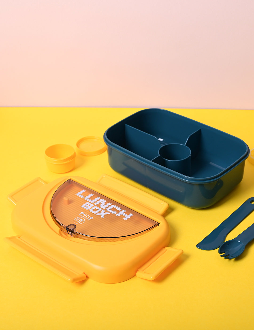 Sunny Yellow Lunch Set: 1 Spoon, 1 Fork & 1 Box - MARKET99