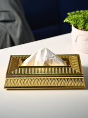 Golden Elegance Tissue Box - Rectangle Shape - MARKET99