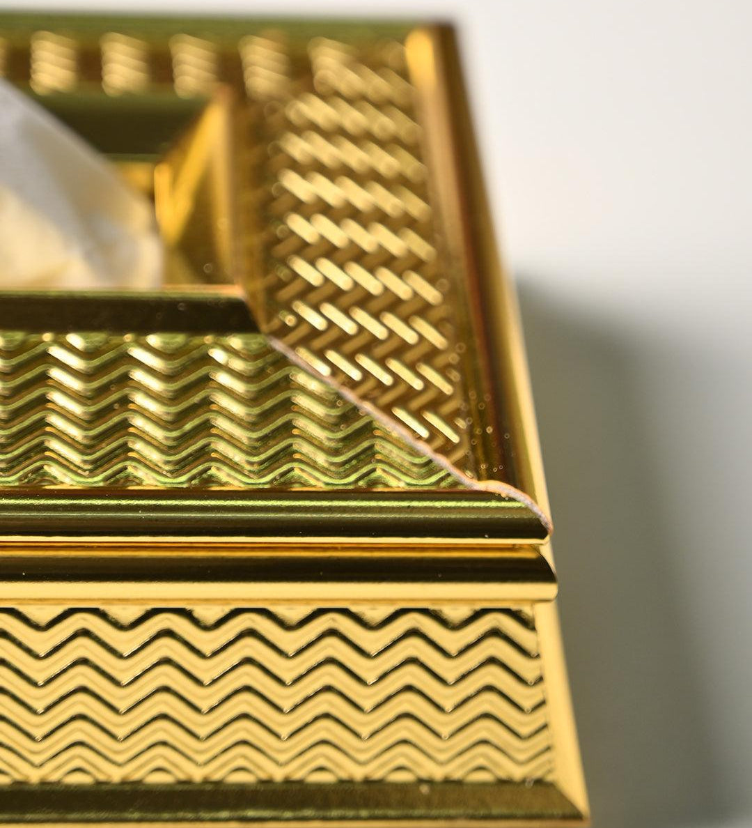 Golden Elegance Tissue Box - Rectangle Shape - MARKET99