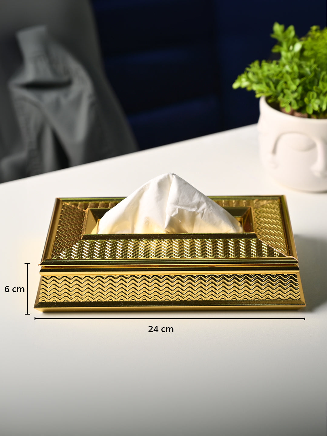 Golden Elegance Tissue Box - Rectangle Shape - MARKET99