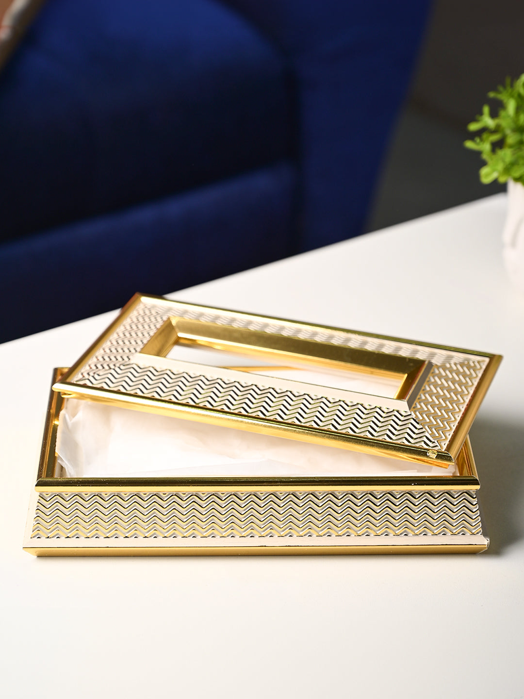 Shimmering Gold Tissue Box - Rectangle Shape - MARKET99