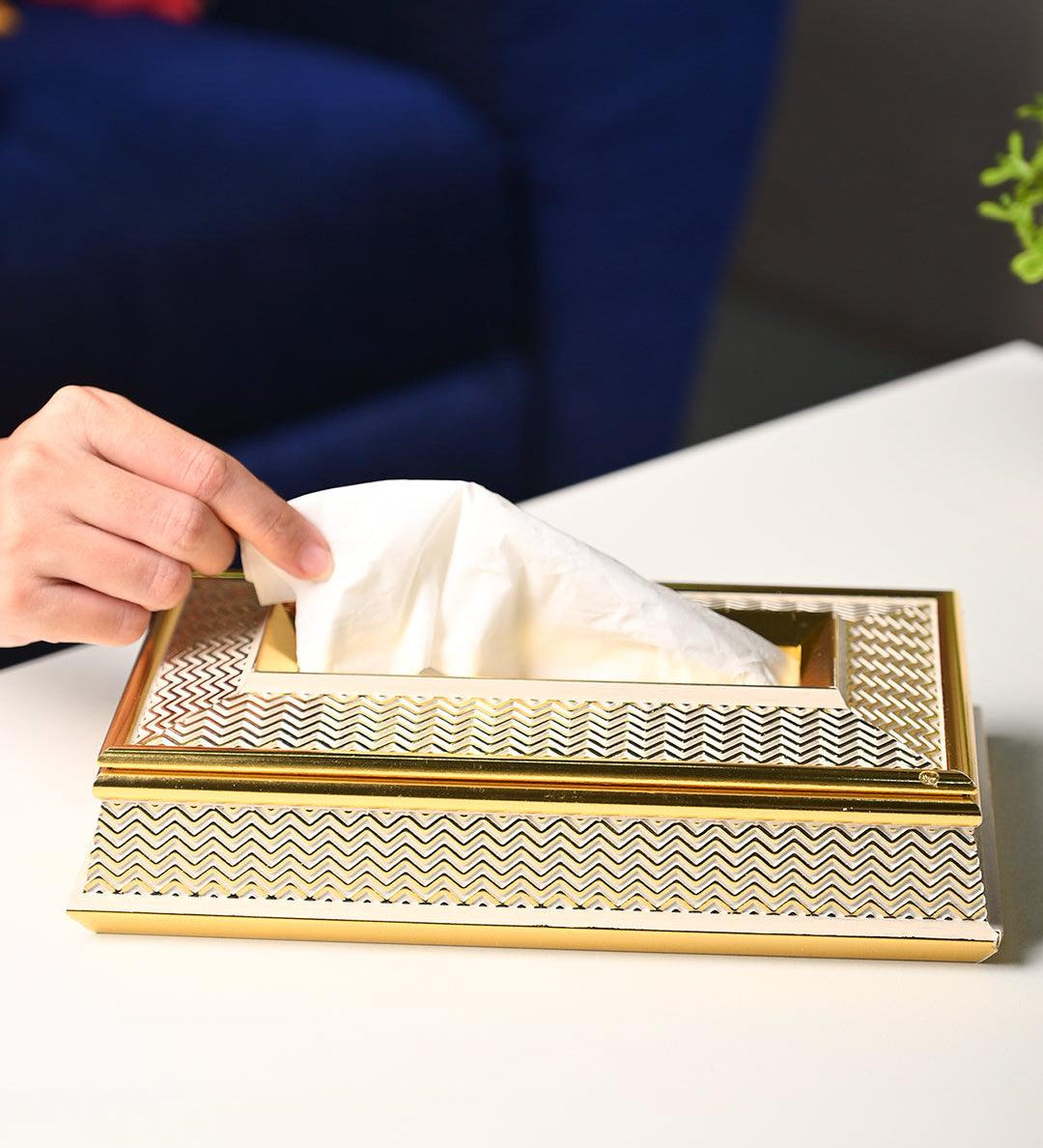 Shimmering Gold Tissue Box - Rectangle Shape - MARKET99