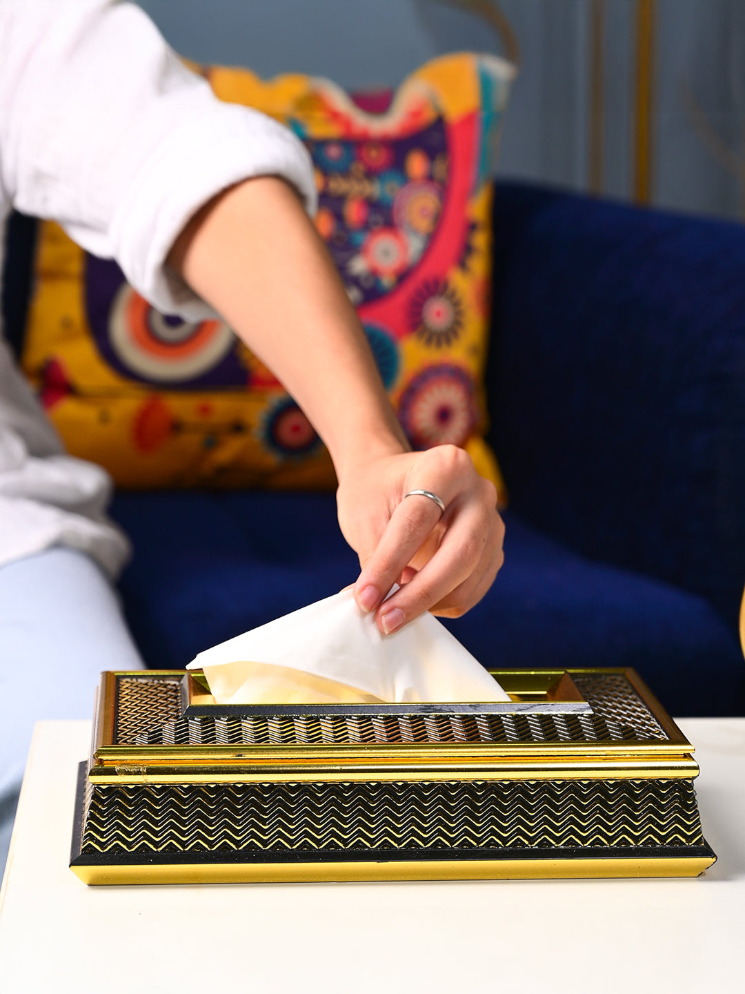 Golden Luxe Tissue Box - Rectangle Shape