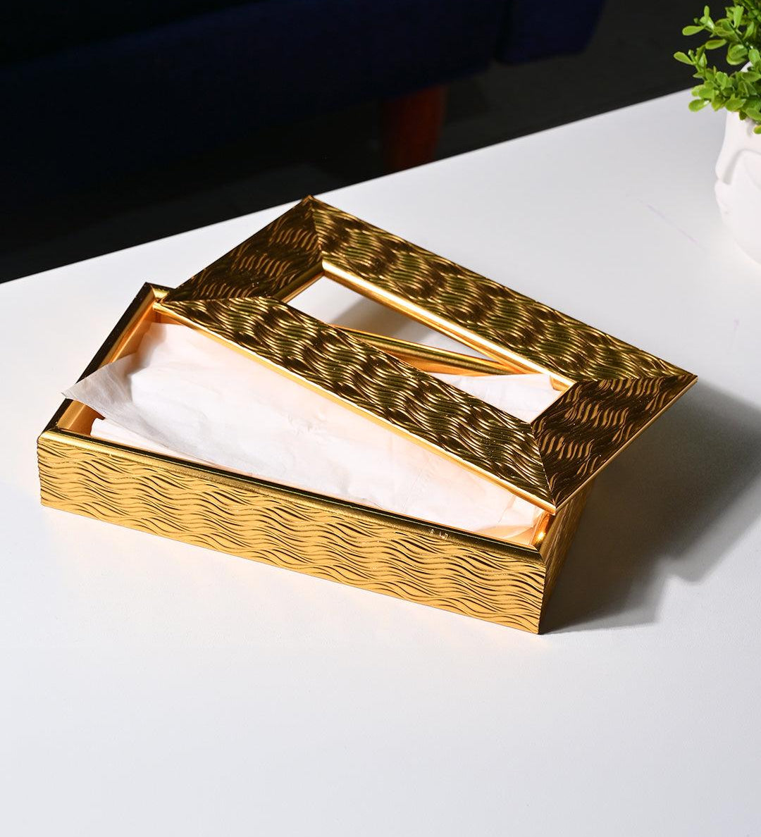Golden Radiance Tissue Box - Rectangle Shape - MARKET99