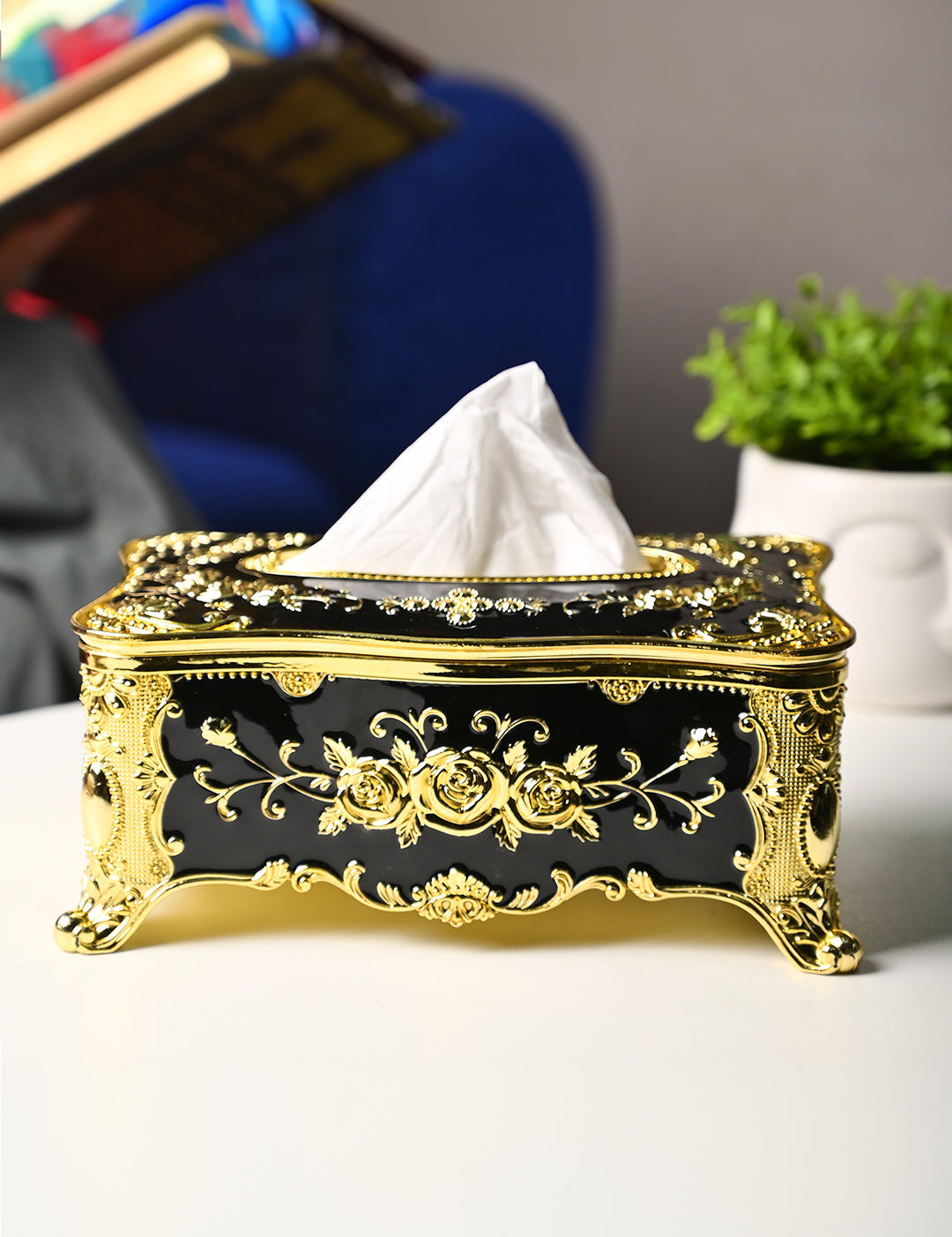 Black Chic Tissue Box - Rectangle Shape - MARKET99