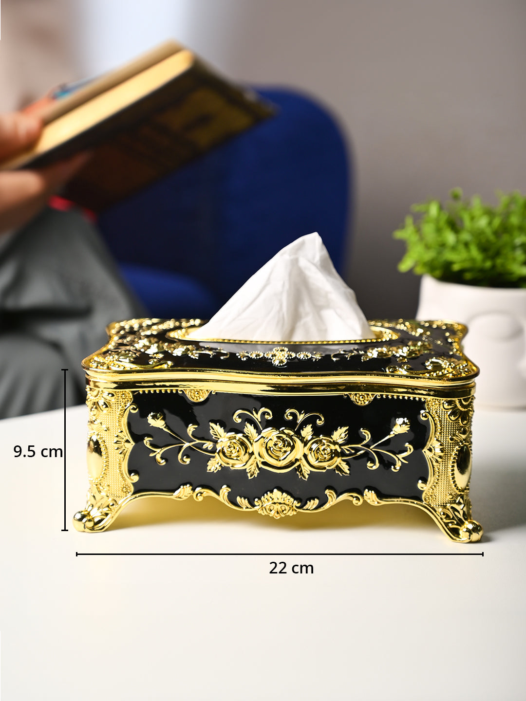 Black Chic Tissue Box - Rectangle Shape - MARKET99