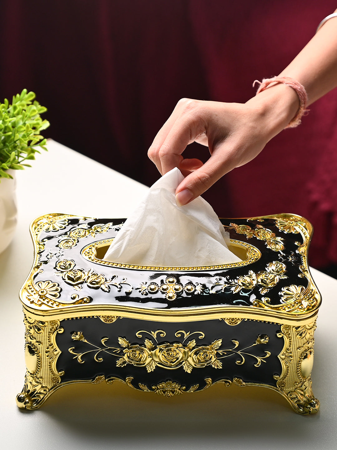 Black Chic Tissue Box - Rectangle Shape - MARKET99