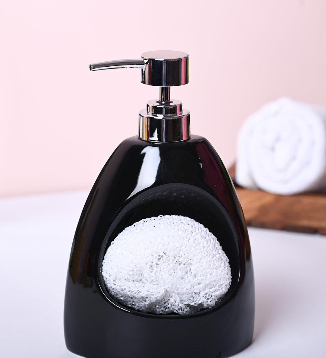 Modern Black Kitchen Dispenser With Scrubber - Cylindrical Shape - MARKET99