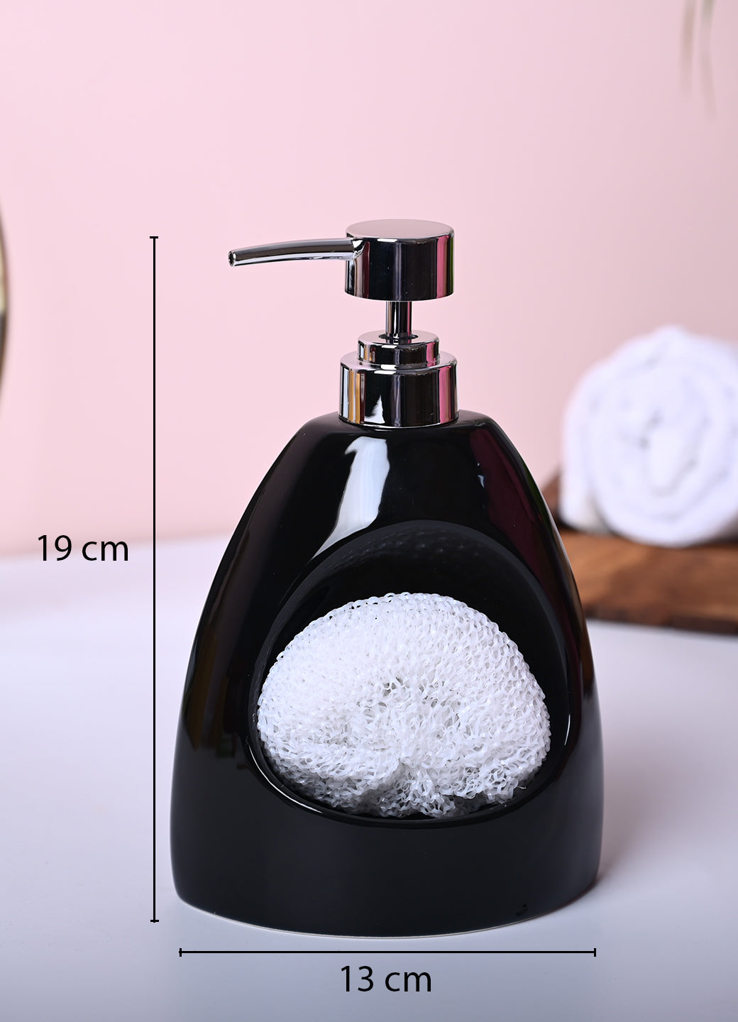 Modern Black Kitchen Dispenser With Scrubber - Cylindrical Shape - MARKET99