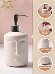 Off-White Matte Face Soap Dispenser - Cylindrical Shape