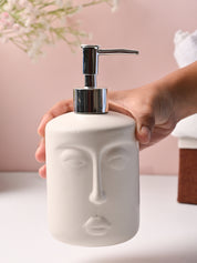 Off-White Matte Face Soap Dispenser - Cylindrical Shape