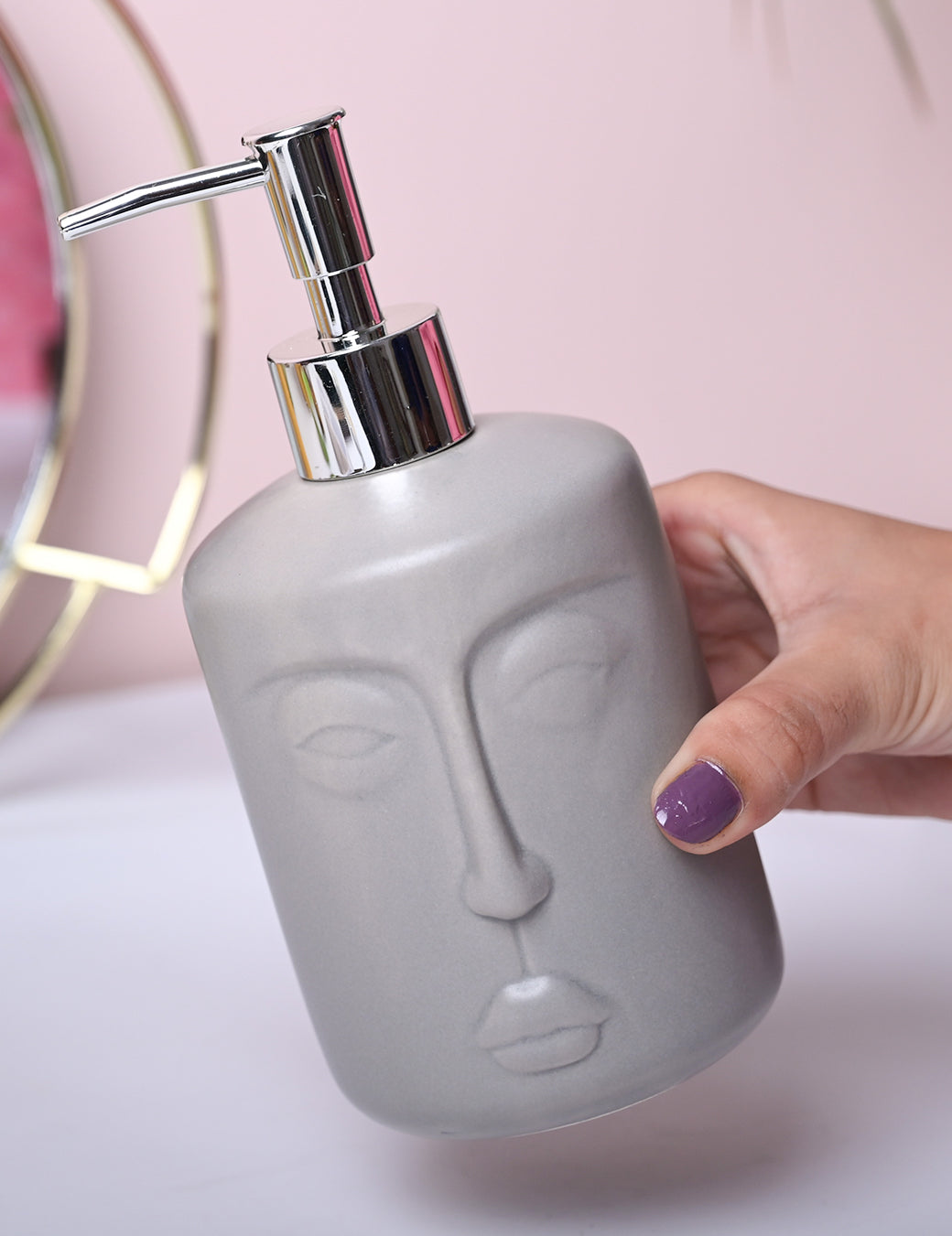 Grey Matte Face Soap Dispenser - Cylindrical Shape - MARKET99